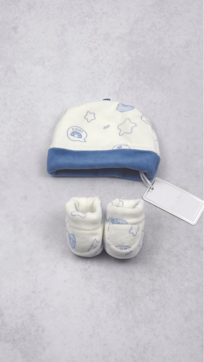 Set Cuffia e Calze Nascita Pastello PC13K2