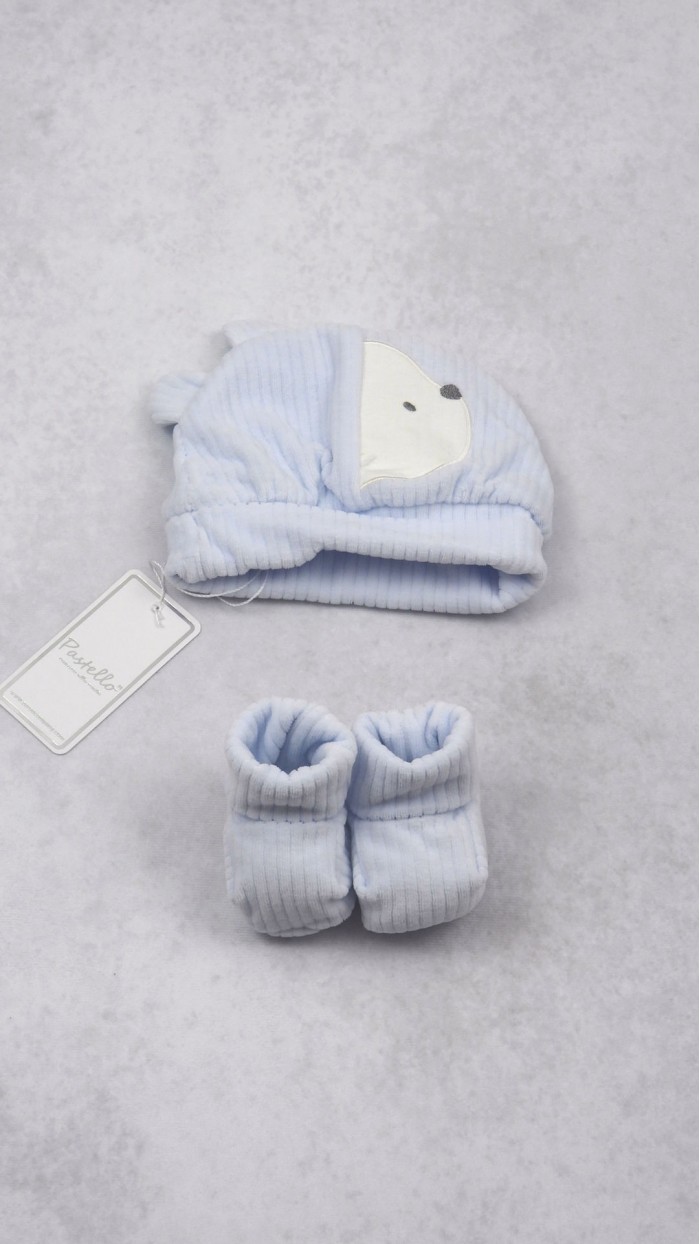 Set Cuffia e Calze Nascita Pastello PC15K2