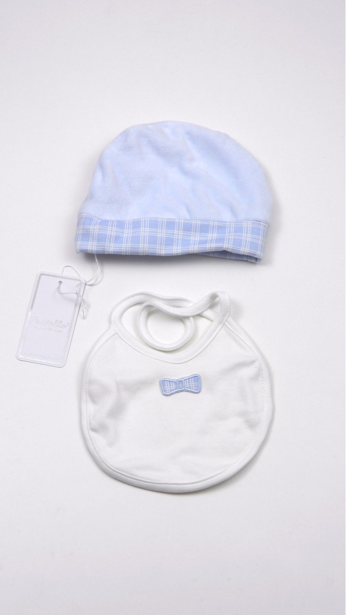 Set Nascita Cuffia e Bavaglino Pastello PC40K2